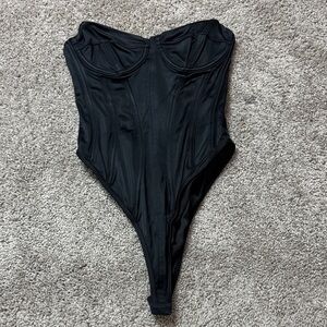 Black Strapless Bodysuit